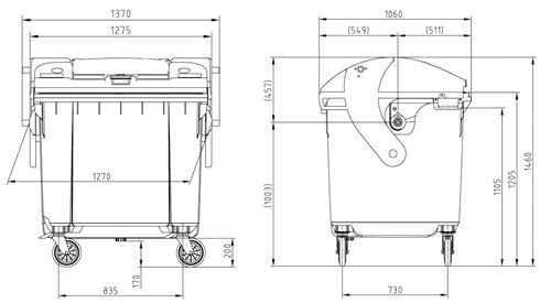 Контейнер SULO 1100 л зі сферичною кришкою Чорний - фото 2