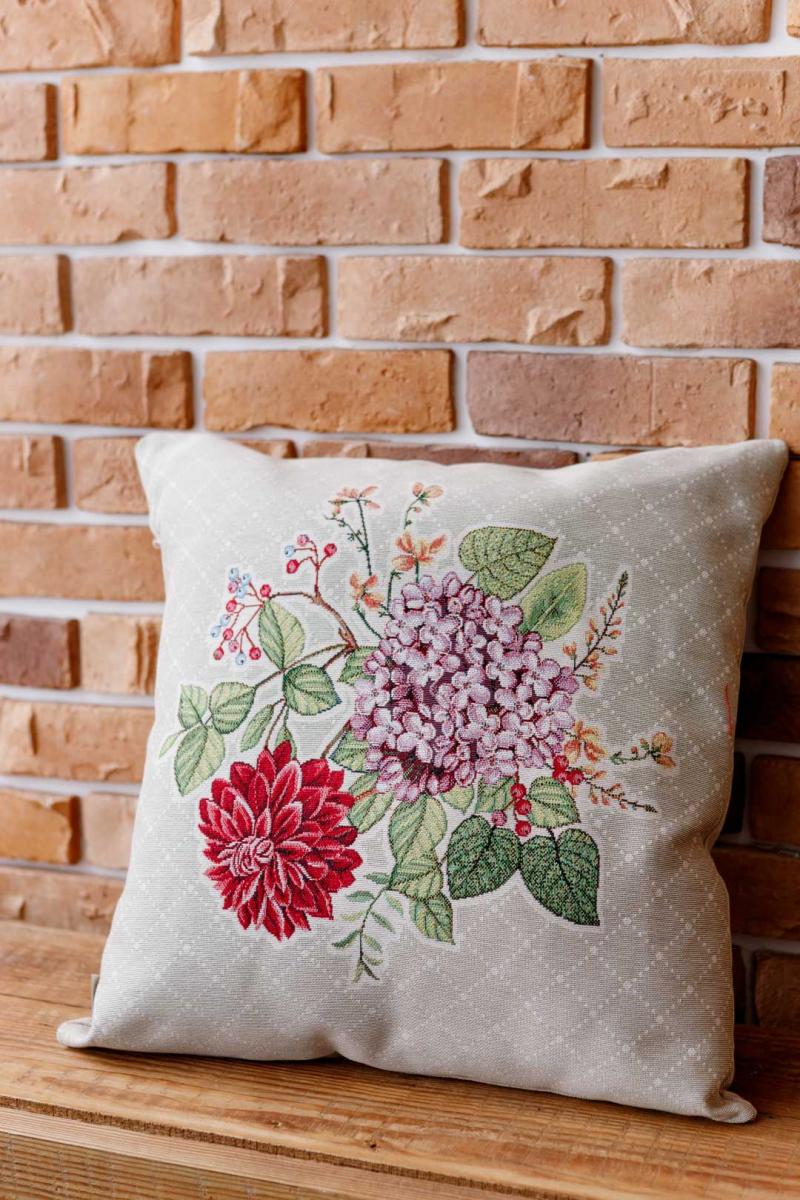 Наволочка декоративна гобеленова Букет квітів 45х45 см (034211)