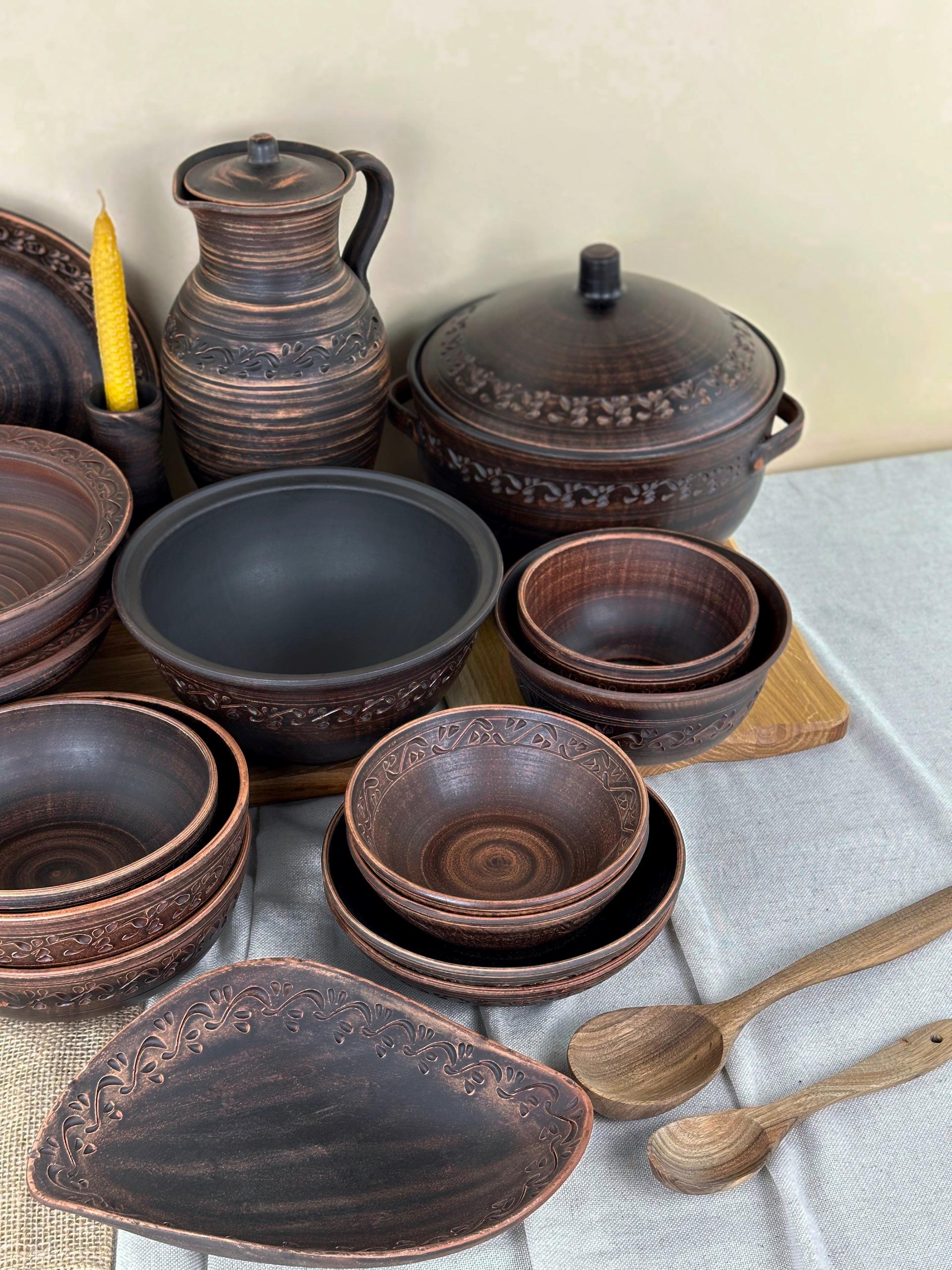 Набор керамической глиняной посуды Рождественский Двенадцать блюд большой декор (3129-4) - фото 7