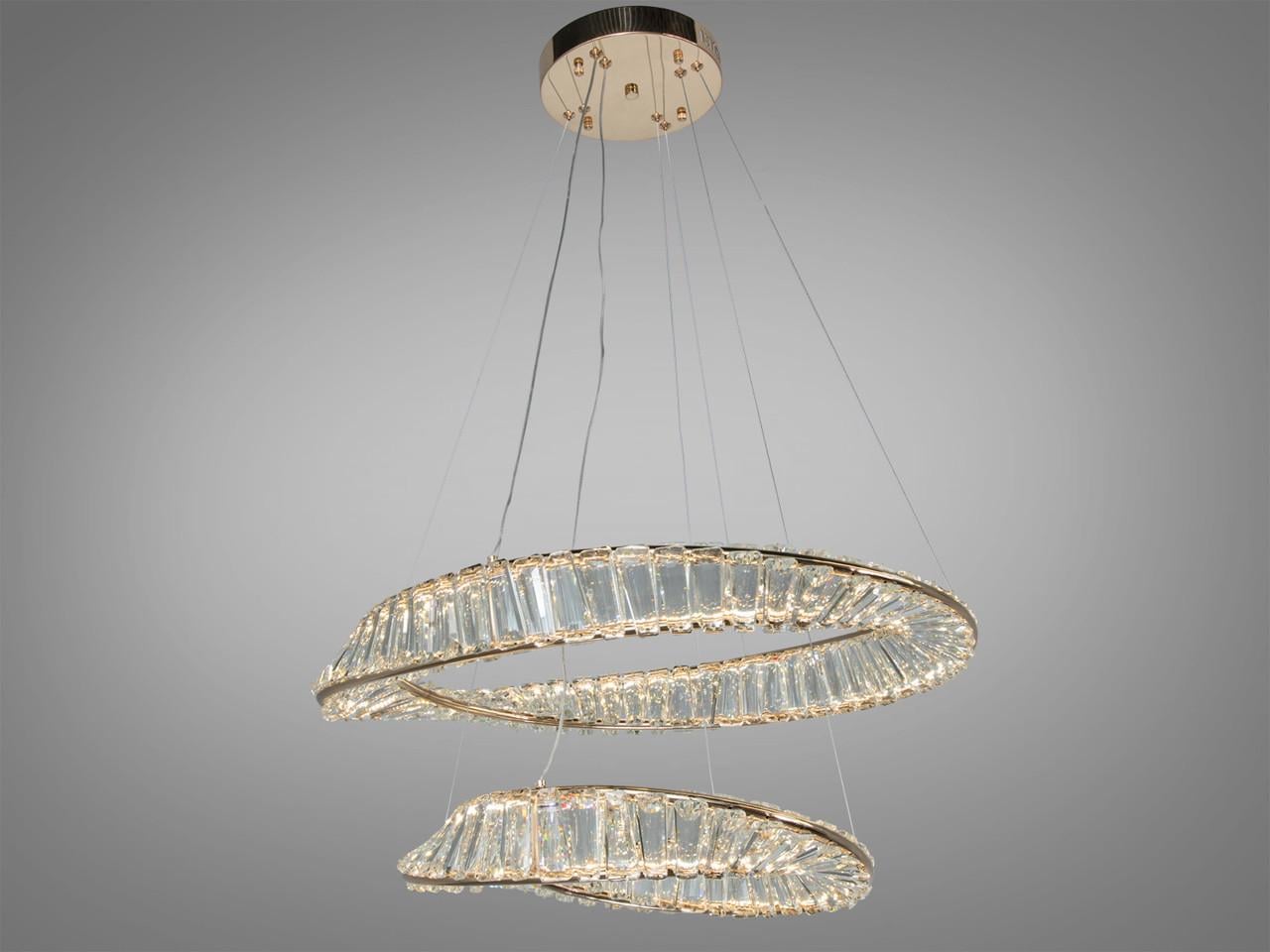 Люстра светодиодная LED для гостиной подвесная D8812 86 Вт Золотой (D8812/600+400B G)