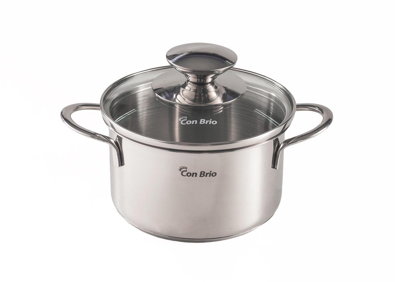 Кастрюля нержавеющая Con Brio с крышкой 12 см 0,8 л (CB-1101)