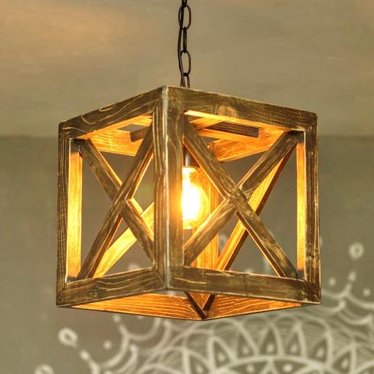 Подвесной светильник из дерева Малуанго Капучино (ЛЮС-002309)