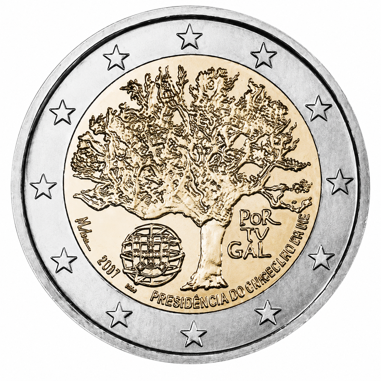 Колекційна монета Португалія 2 євро 2007 Головування в ЄС UNC (KM#772)