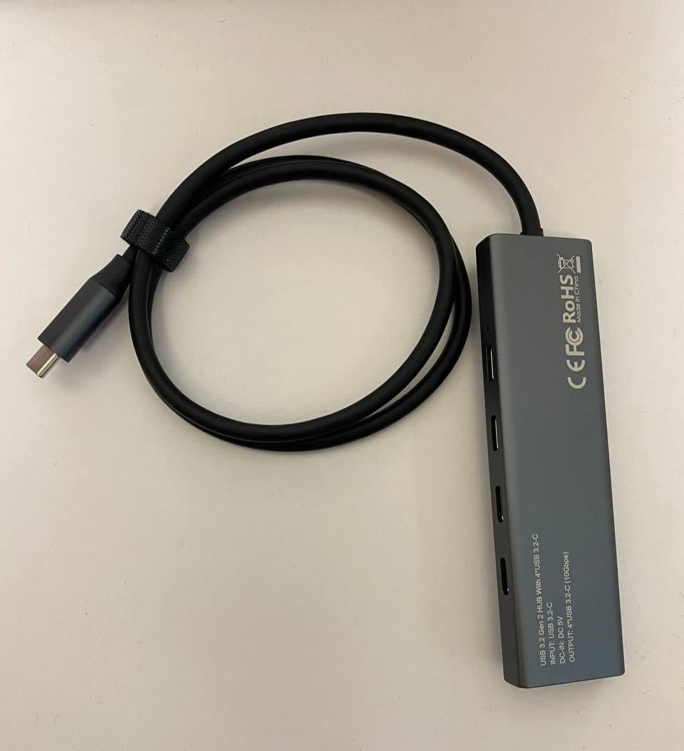 USB-хаб 4-портовый Type-C до 10 Гбит/с Plug-and-Play Серебристый (11/1106)