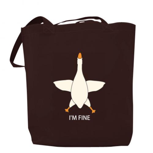 Шоппер Гусь I'm fine 37x41 см Шоколадный (16997322-12-199224)
