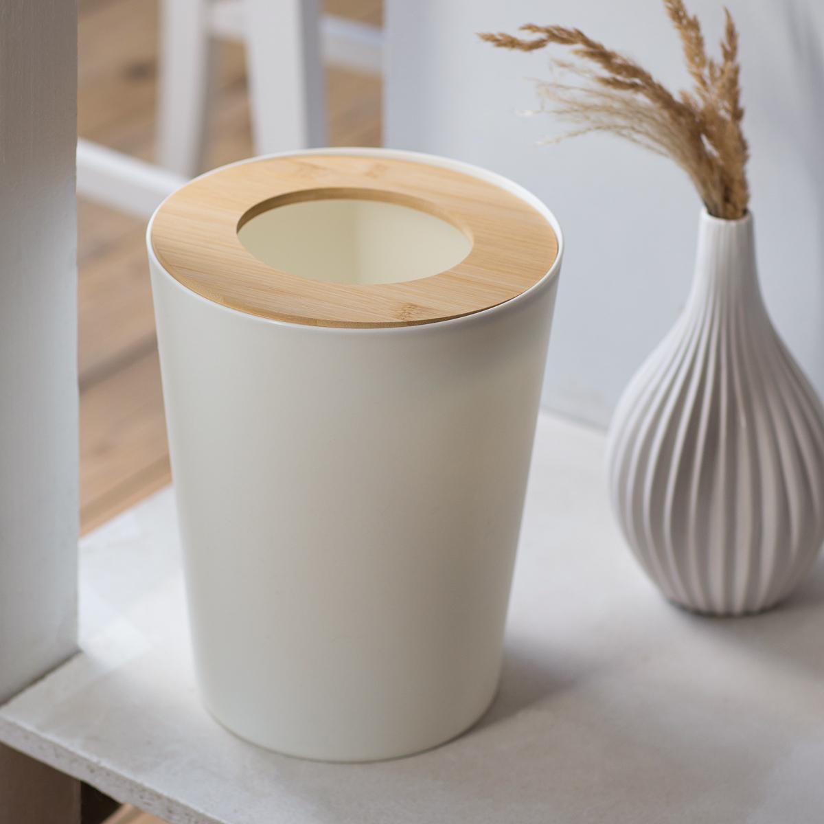 Мусорное ведро MVM Scandinavia BIN-20 9L WHITE/WOOD без крышки 9 л Белый (218364) - фото 3