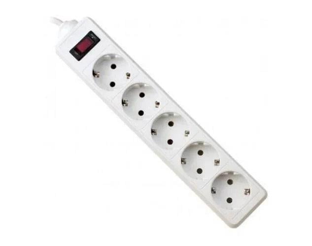 Удлинитель на 5 розеток Greelite с защитой и выключателем 5 м Белый (32407153)