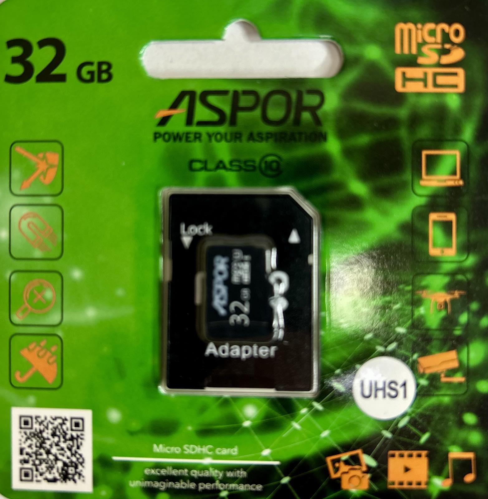 Карта памяти Aspor MicroSDHC 32GB UHS-I Class 10 с SD-адаптером (1858272793) - фото 2 Карта памяти Aspor MicroSDHC 32GB UHS-I Class 10 с SD-адаптером (1858272793) - фото 2