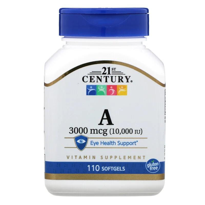 Витамины 21st Century Vitamin A 3000 мкг 10000 IU 110 капсул Витамины 21st Century Vitamin A 3000 мкг 10000 IU 110 капсул