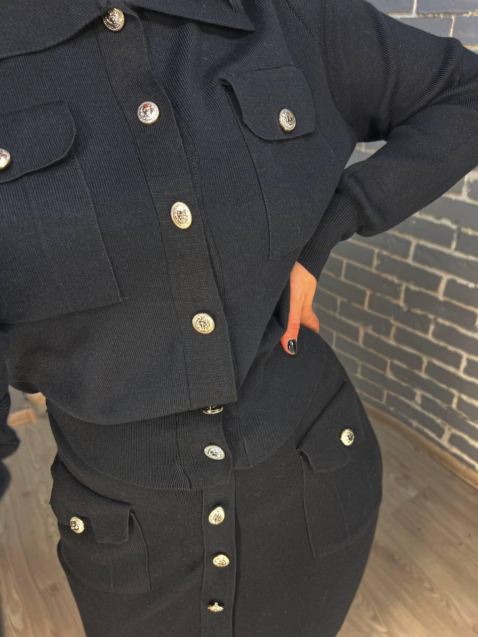 Костюм жіночий De Red 8672 кардиган та спідниця OS Чорний (3205) - фото 2 Костюм жіночий De Red 8672 кардиган та спідниця OS Чорний (3205) - фото 2