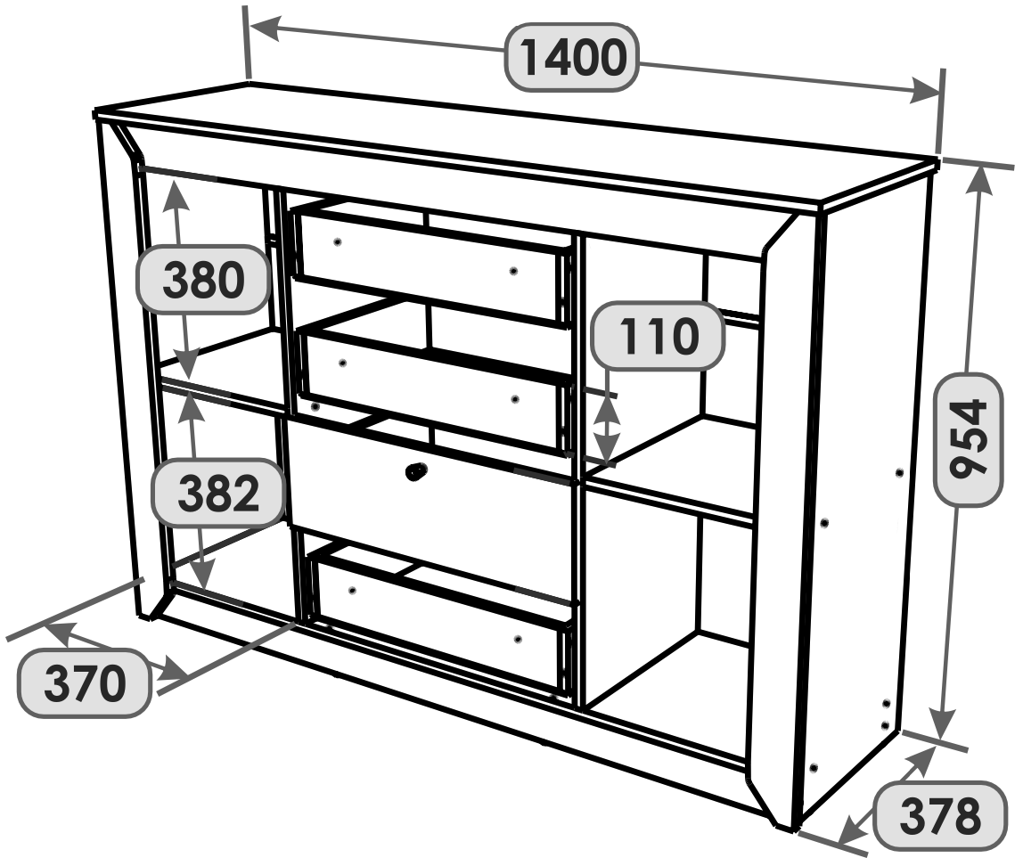 Комод Everest Нордік 1400х378х954 мм Дуб крафт золотий/Графіт (11161) - фото 2 Комод Everest Нордік 1400х378х954 мм Дуб крафт золотий/Графіт (11161) - фото 2