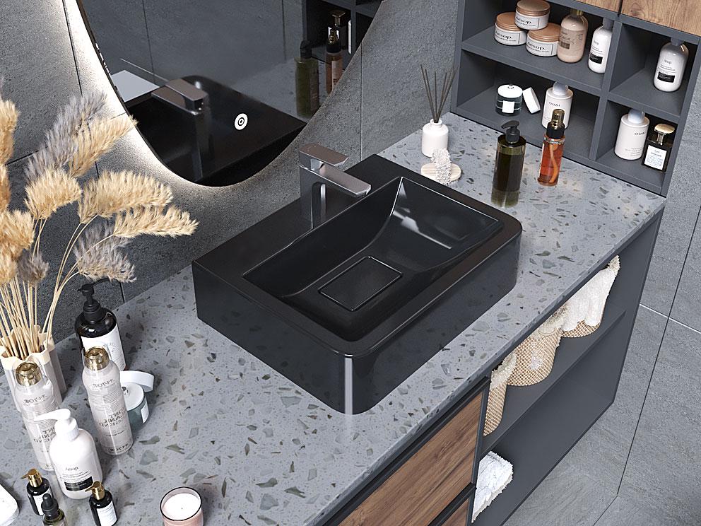 Умивальник накладний Status Artel 45 см Black (741)