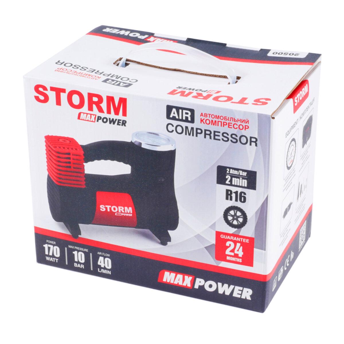 Компрессор автомобильный STORM Max Power 10 Атм 40 л/мин 170 Вт (20500) - фото 7