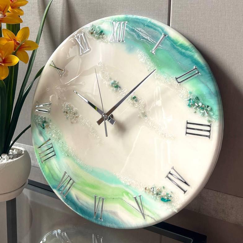 Часы настенные круглые из эпоксидной смолы EPOXY M143 50x50 см