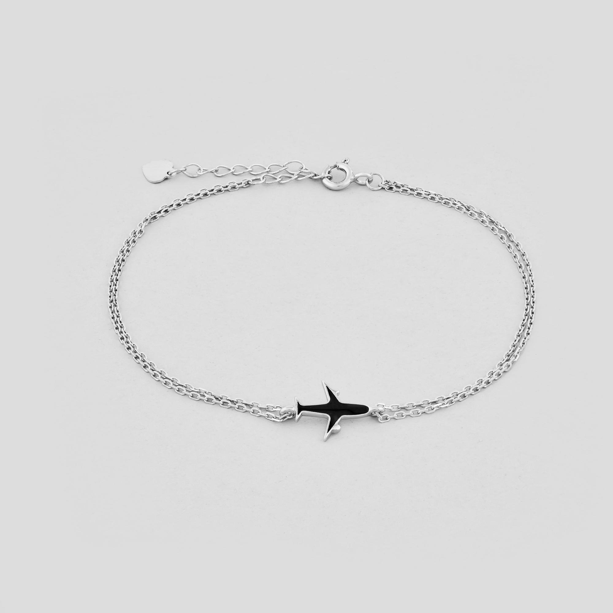 Браслет серебряный Minimal Счастливый самолетик (ВС-126ер(т)