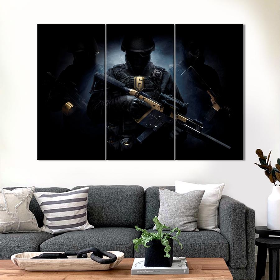 Настенний декор Три спецназовца Tom Clancy’s Rainbow Six Осада 78x48 см (A179-3)