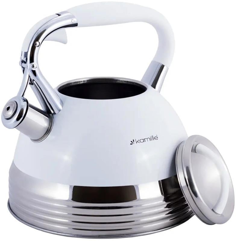 Чайник индукционный Kamille со свистком 2,7 л Белый - фото 2 Чайник индукционный Kamille со свистком 2,7 л Белый - фото 2