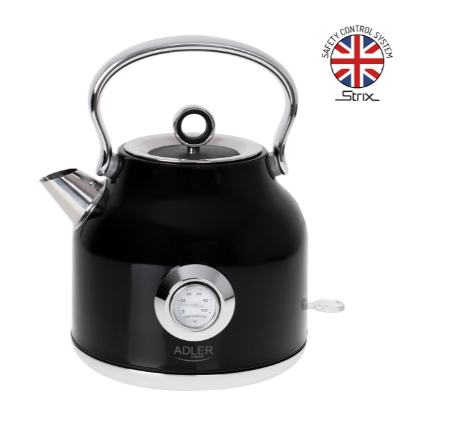 Електрочайник Adler STRIX з термометром нержавіюча сталь 1,7 л 2200 Вт Black (28432304) - фото 7 Електрочайник Adler STRIX з термометром нержавіюча сталь 1,7 л 2200 Вт Black (28432304) - фото 7