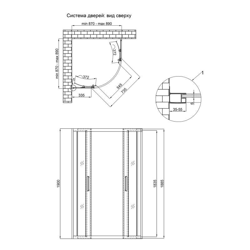 Душова кабіна Qtap Taurus BLA1099AC6 Clear з піддоном Robin 309912C 90x90x12 см та сифоном (7190777) - фото 2