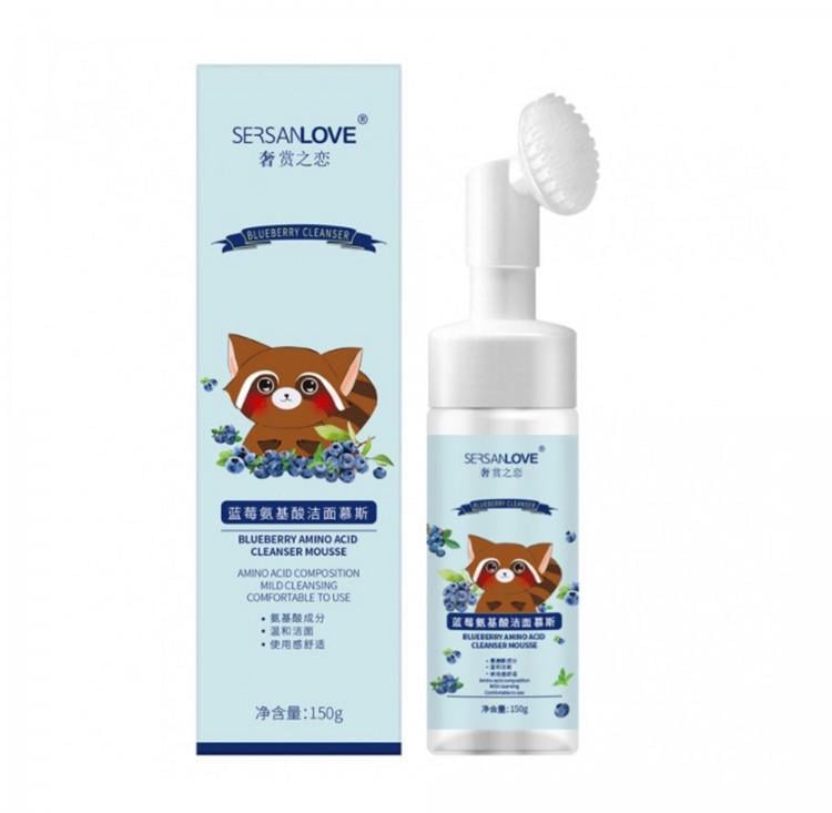Пенка-мусс со щеточкой для умывания Sersanlove Blueberry Amino Acid Cleanser Mousse с экстрактом черники 150 мл