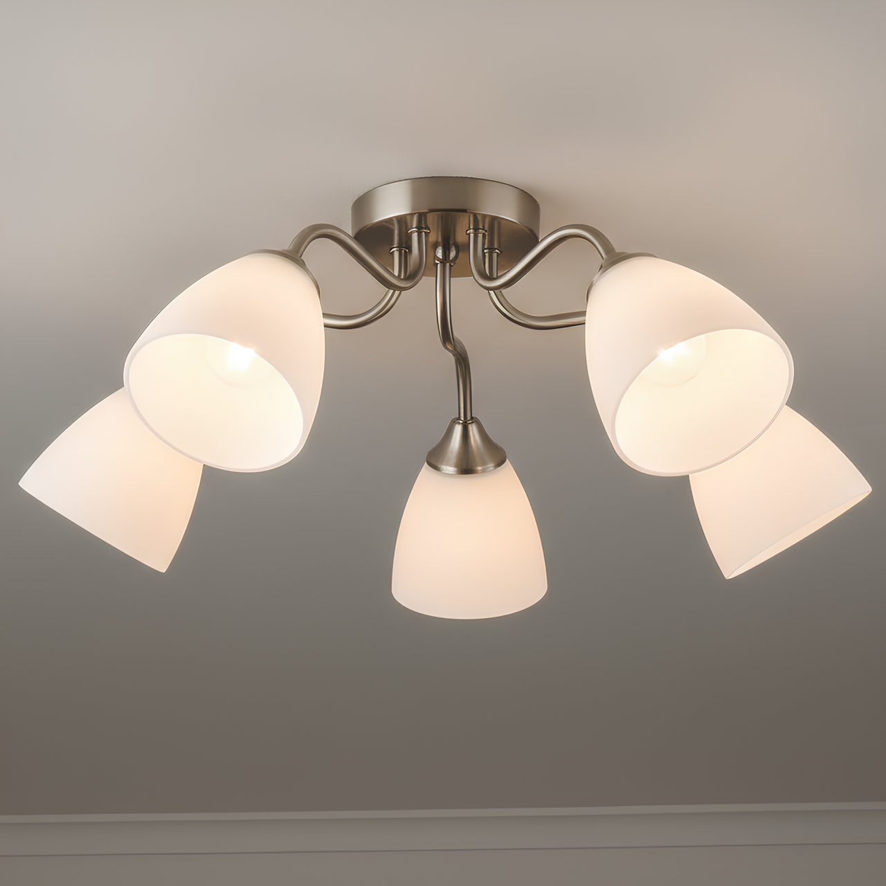 Люстра Valeso в классическом стиле на пять плафонов под лампы Е27 Никель (N6631/5)