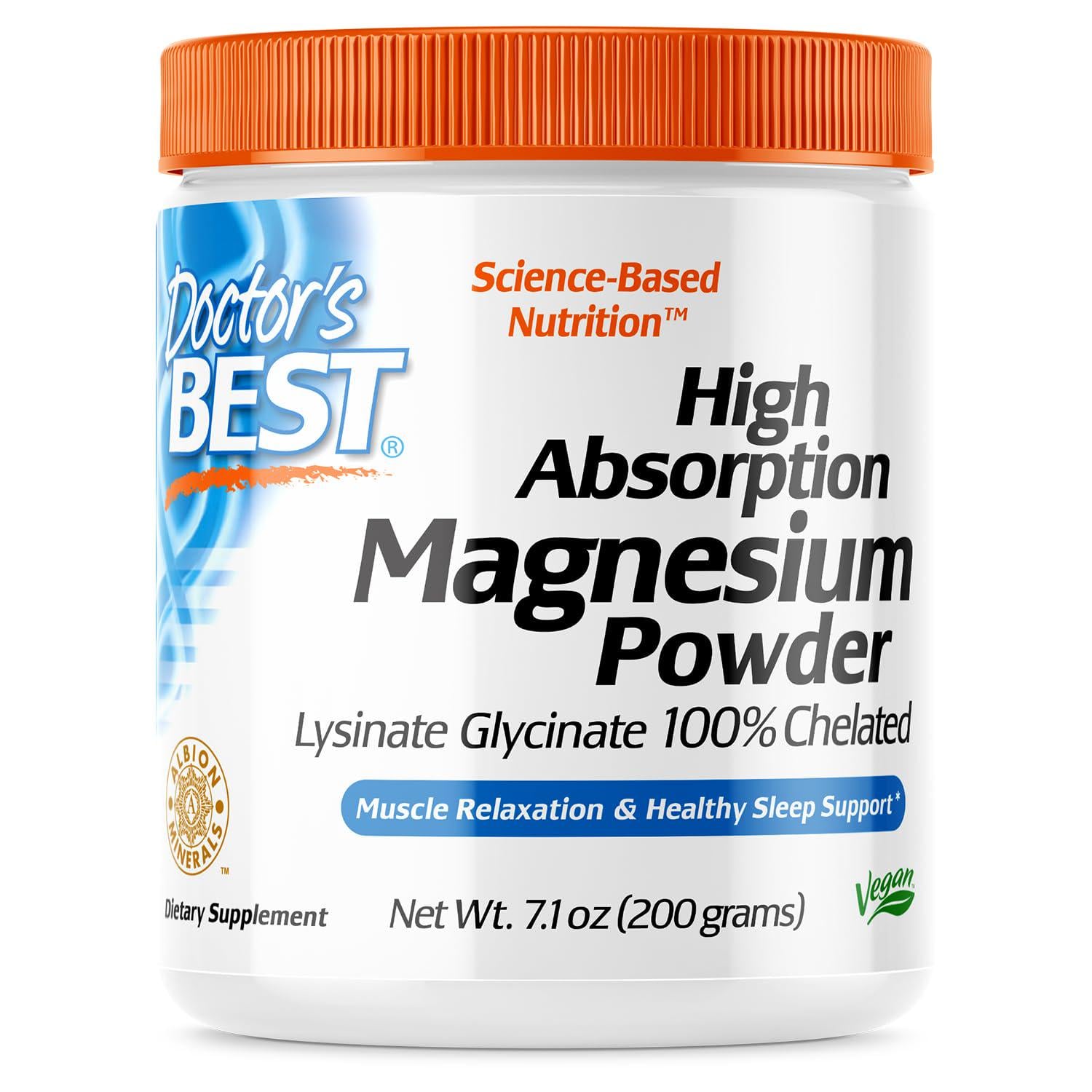Магний хелат Doctor's Best High Absorption Magnesium Powder 100% Chelated 100 mg 200 g