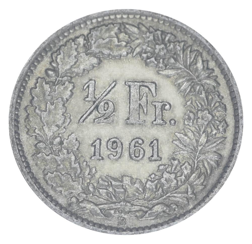 Коллекционная монета Швейцария 1/2 франка 1961 Серебро F-VF (М17823)