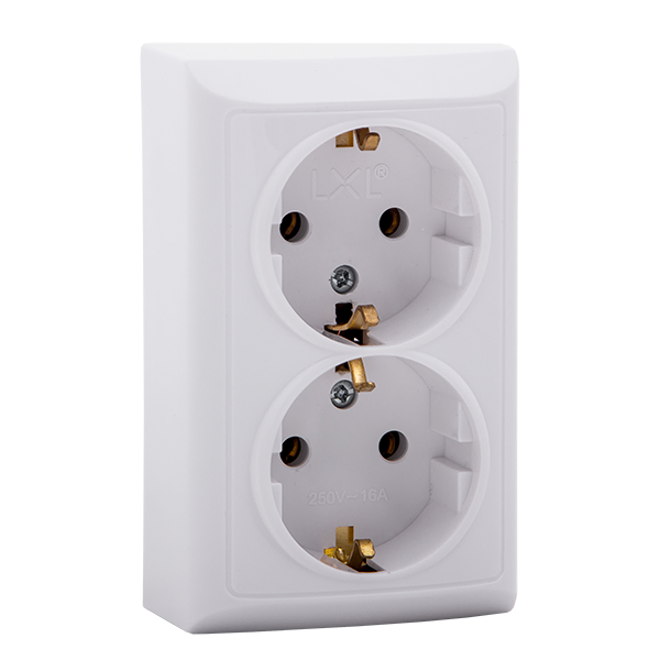 Розетка двойная LXL TERRA с заземлением Белый (15289)