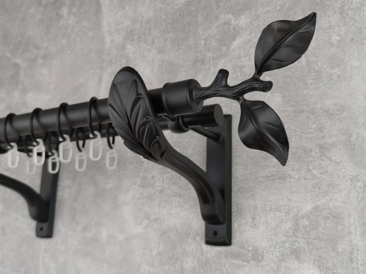 Карниз MStyle металлический для штор двухрядный Листок Розы 25/19 мм гладкий 160 см Черный (5020152)