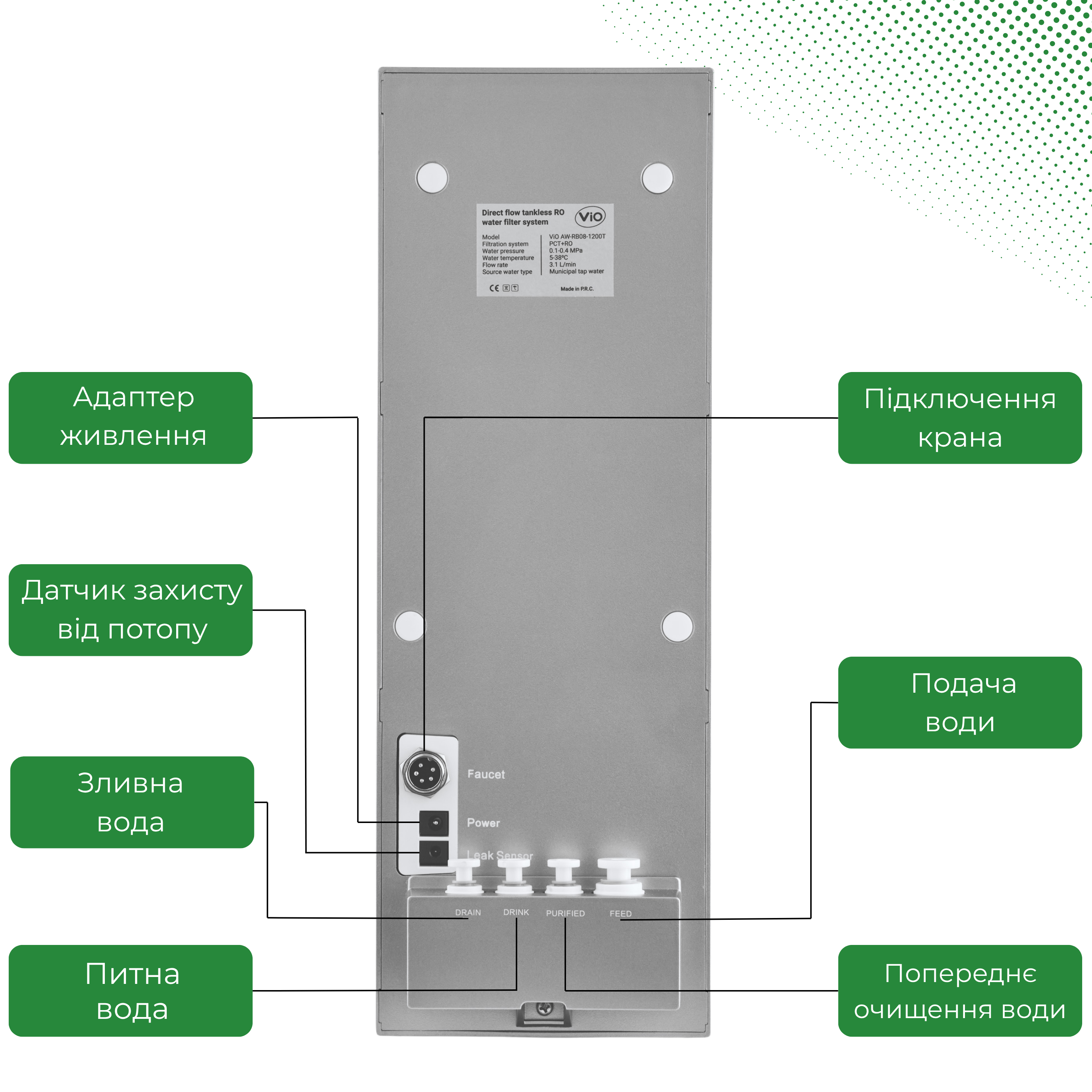 Фільтр для питної з системою зворотного осмосу ViO AW-RB08-1200T під мийку (21980732) - фото 5