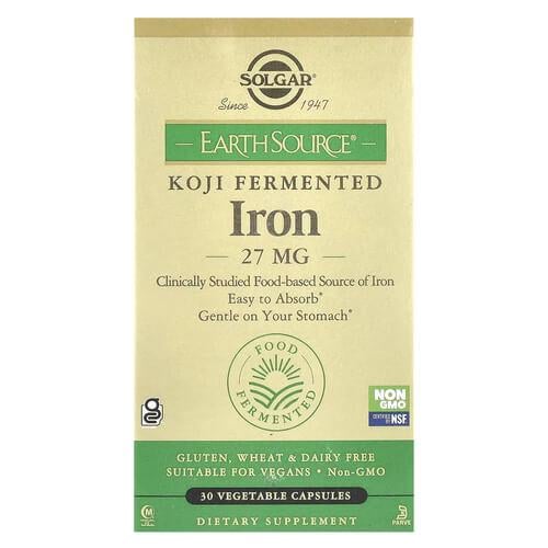 Железо Solgar Koji Fermented Iron 27 мг 30 веганских капс. (SOL-00534)