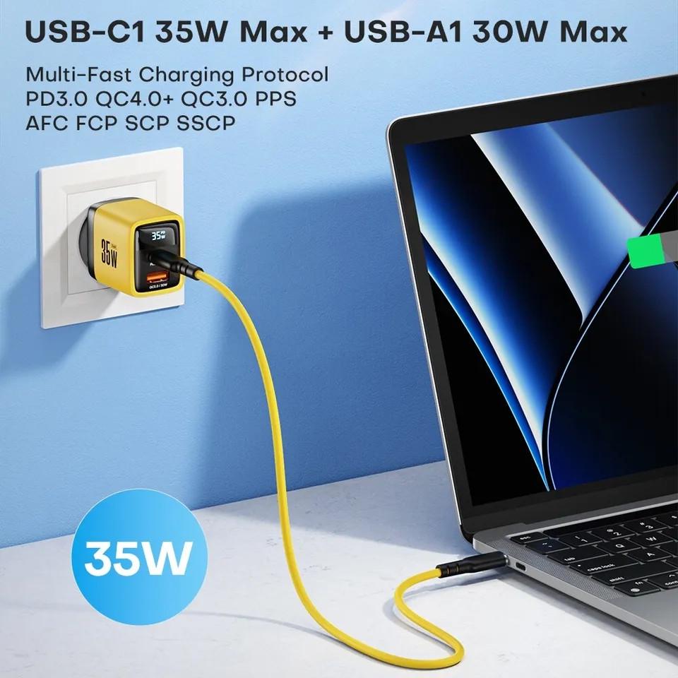 Зарядное устройство для Asometech 35w GAN PD USB-C/USB-A с дисплеем (25397362) - фото 6