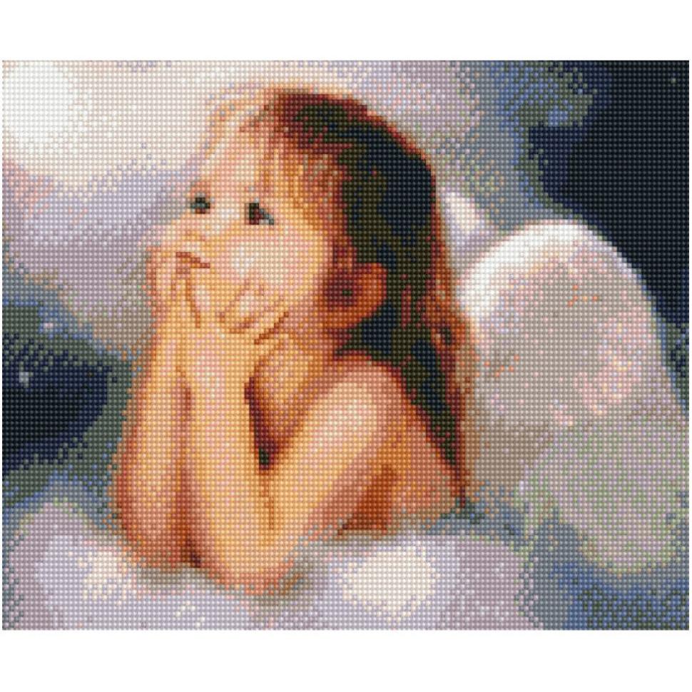 Алмазная мозаика Strateg Ангелочек в облаках 30х40 см (HX003)