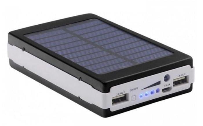 Павербанк 9000 mAh с солнечной панелью и фонариком