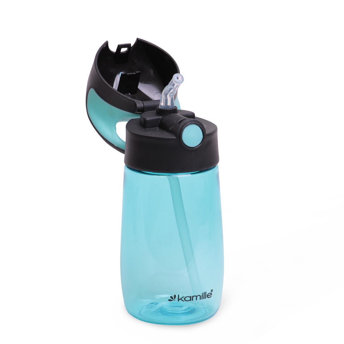 Пляшка дитяча для води з трубочкою Kamille КМ-2300 із пластику 350 мл Блакитний (150-84-2300.1) - фото 2