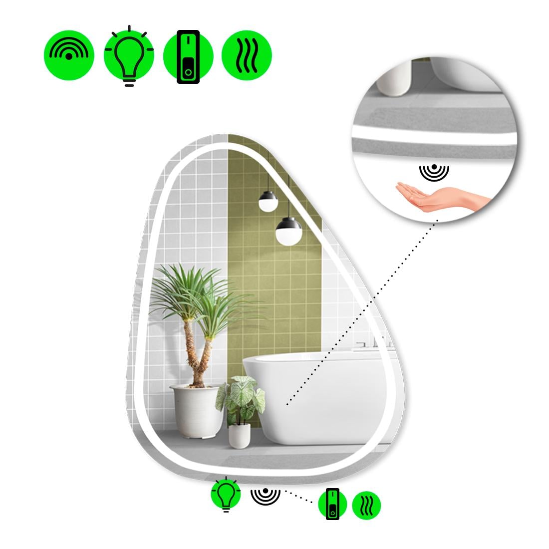 Зеркало с LED подсветкой Doccia 1 с ИК включателем и подогревом 120x96 см (8737347)