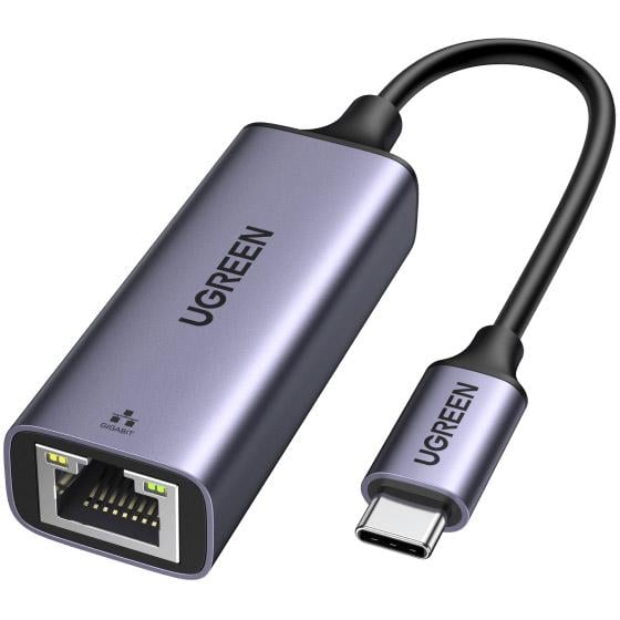 Переходник UGREEN CM199 USB 3.1 Type-C на Ethernet RJ45 1000 Мбит/с Серый (616729)