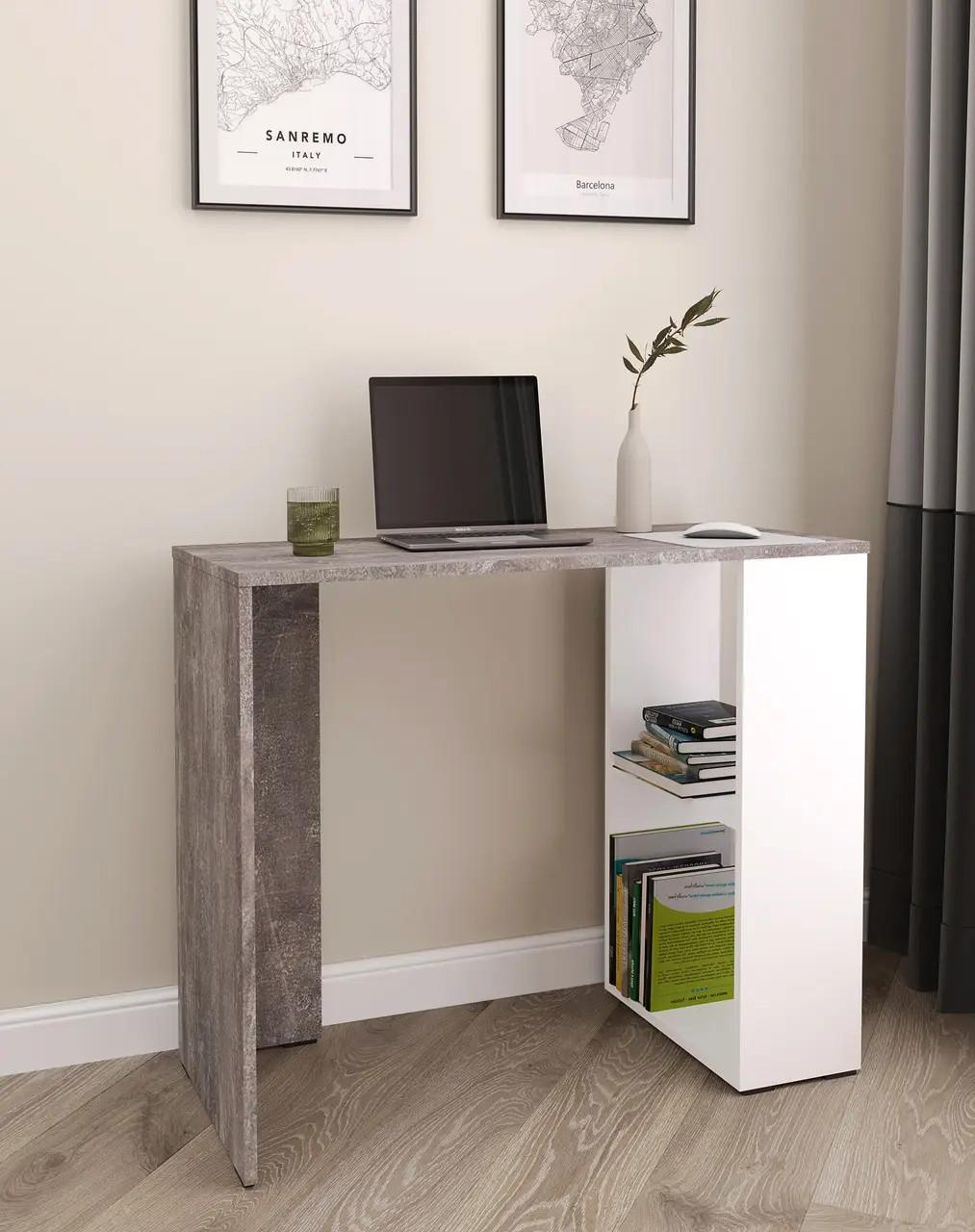 Компьютерный стол S-10 с полками 900х750х400 мм Бетон/Белый (30832970) Компьютерный стол S-10 с полками 900х750х400 мм Бетон/Белый (30832970)