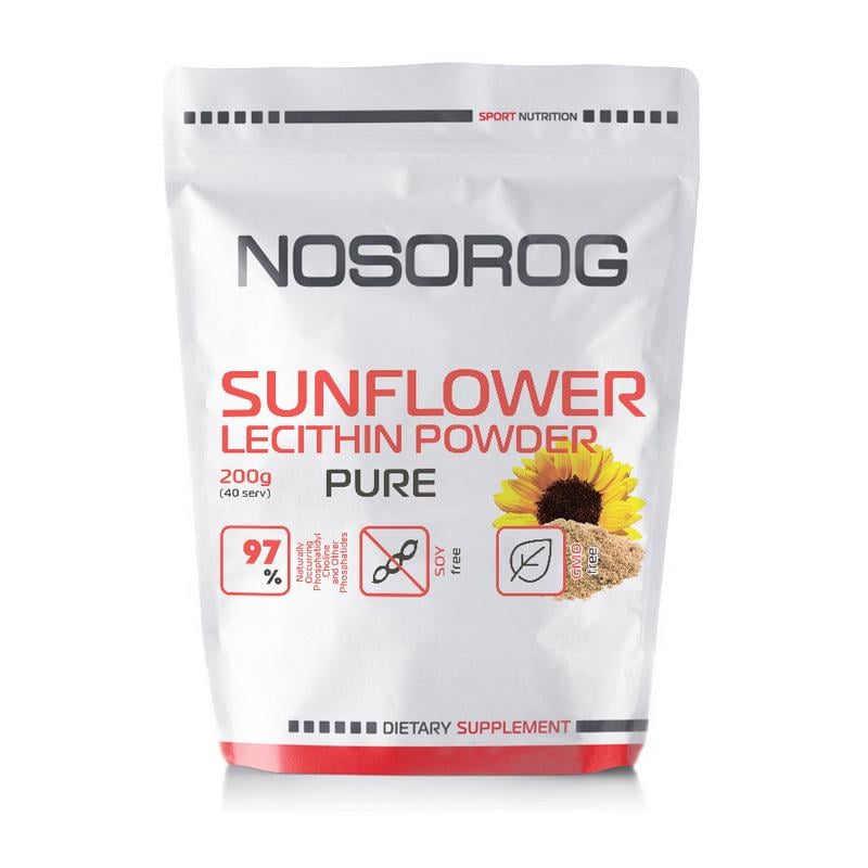 Амінокислота Лецитин соняшника Nosorog Nutrition Lecithin Sunflower Powder 200 г натуральний (10837-01)