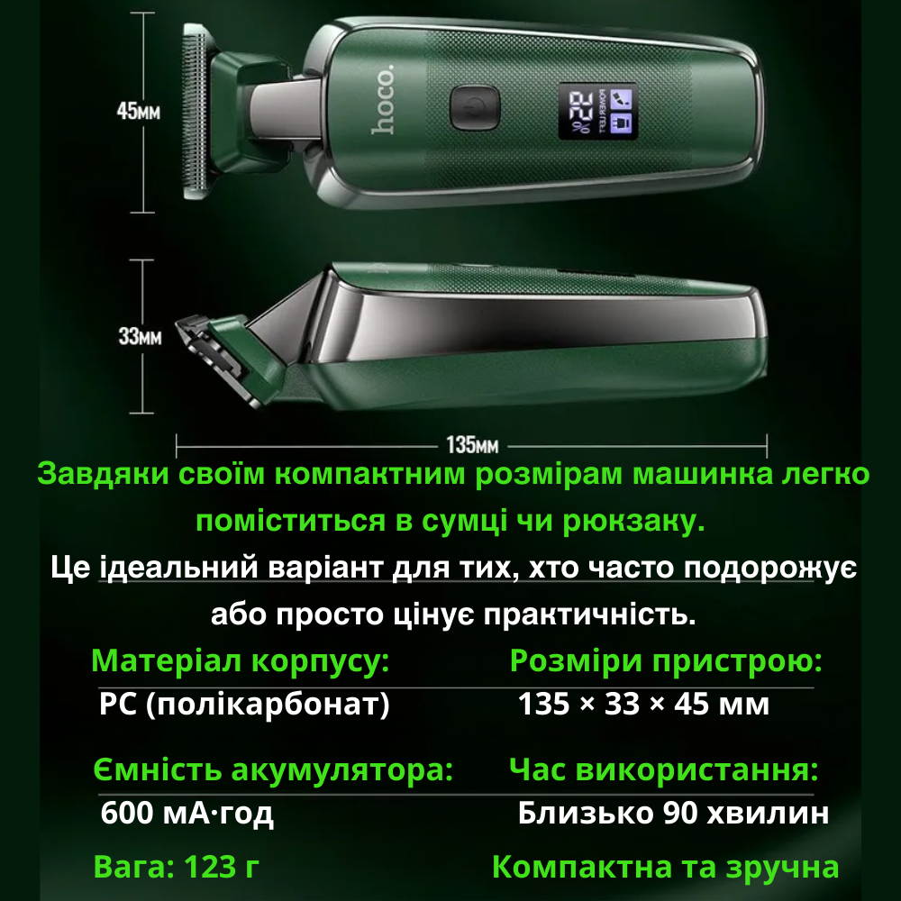Машинка для стрижки волос Hoco USB/Type-C зарядкой мини аккумуляторная (HP23) - фото 3 Машинка для стрижки волос Hoco USB/Type-C зарядкой мини аккумуляторная (HP23) - фото 3