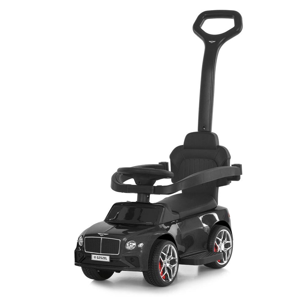 Каталка-толокар M 6252EL-2 с родительской ручкой сиденье экокожа/колеса EVA/музыка/свет Черный (32306423)
