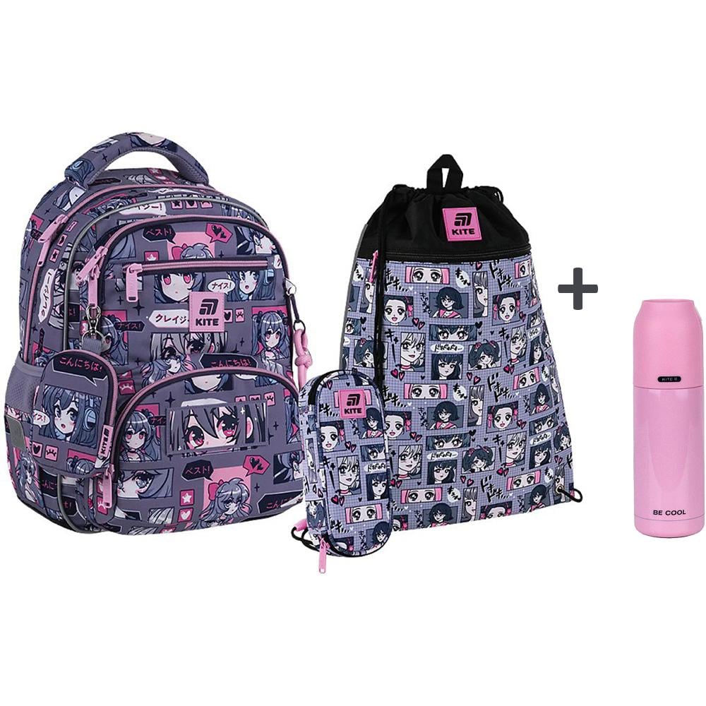 Шкільний набір KITE Education Anime Girl рюкзак/пенал/сумка для взуття (SET_K25-773M-5) - фото 2 Шкільний набір KITE Education Anime Girl рюкзак/пенал/сумка для взуття (SET_K25-773M-5) - фото 2
