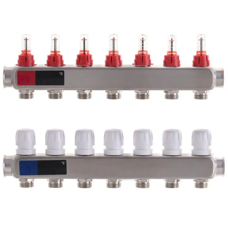 Коллектор Standard на 7 выходов в сборе для теплого пола 1"-3/4"