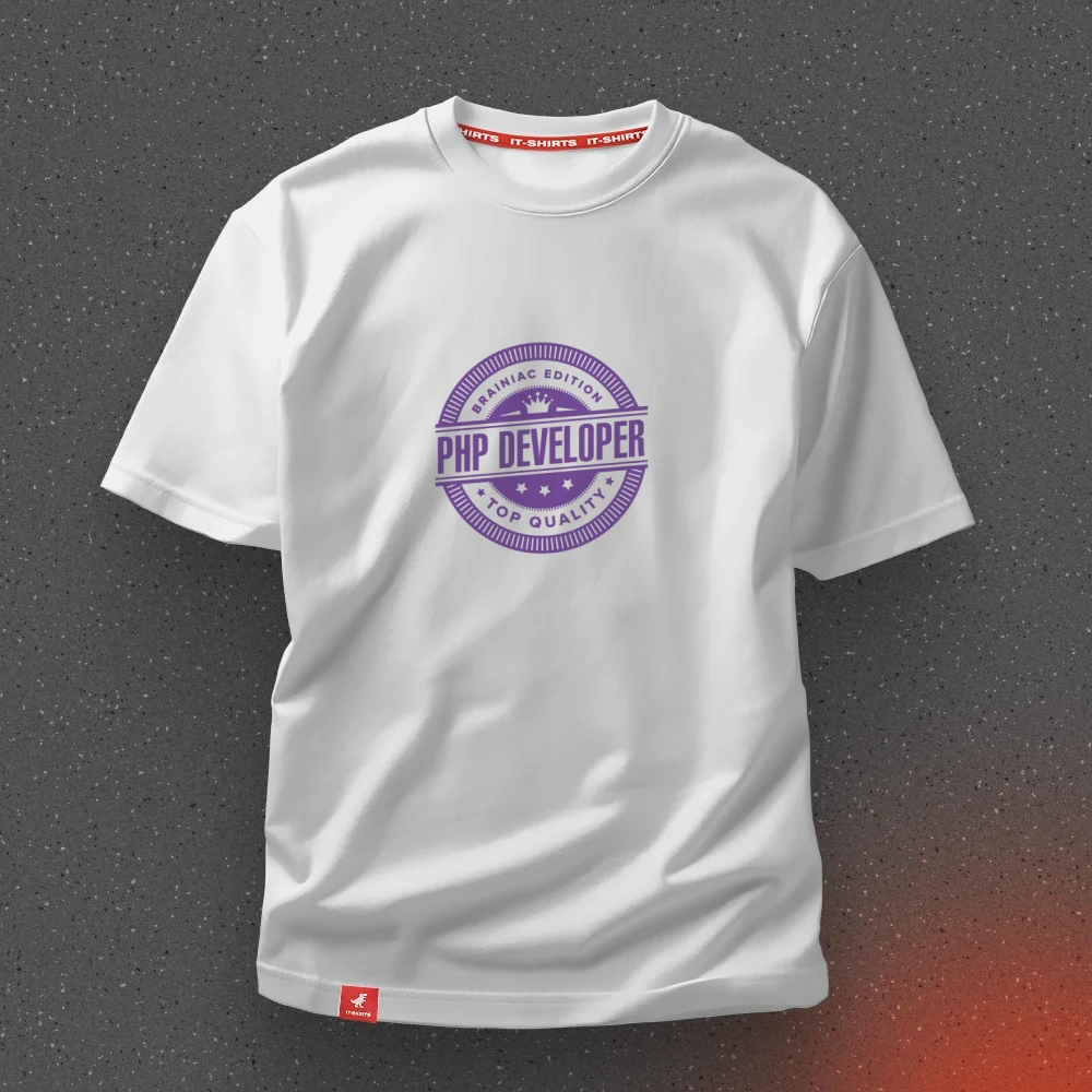Футболка програміста PHP Developer TOP Level для топових девів M Білий (IT-184T-W-M)