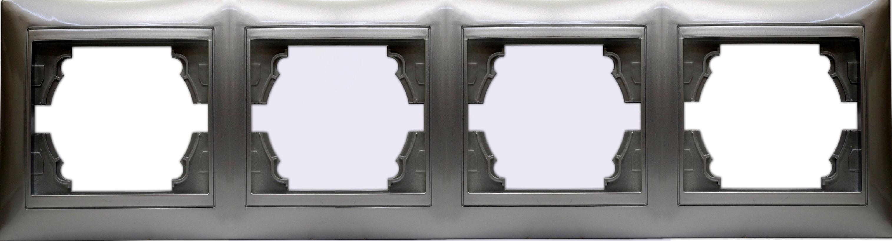 Рамка горизонтальна Elcor Emily 9215 4-місна Сірий металік (211563)