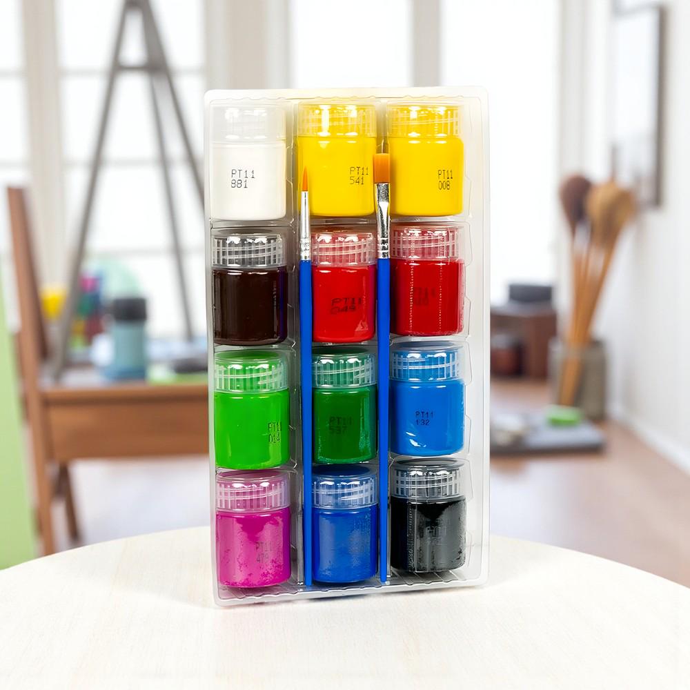 Гуашь художественная в баночках с кистью 12 цветов по 15 мл (37-122189) - фото 2