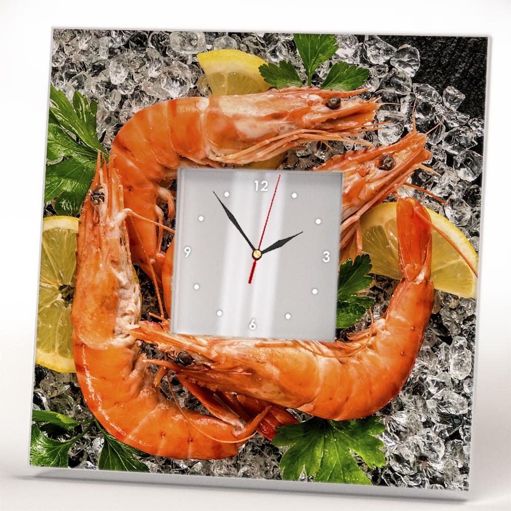Часы для кухни Креветки на льду с лимоном 260x260 мм (C04220)