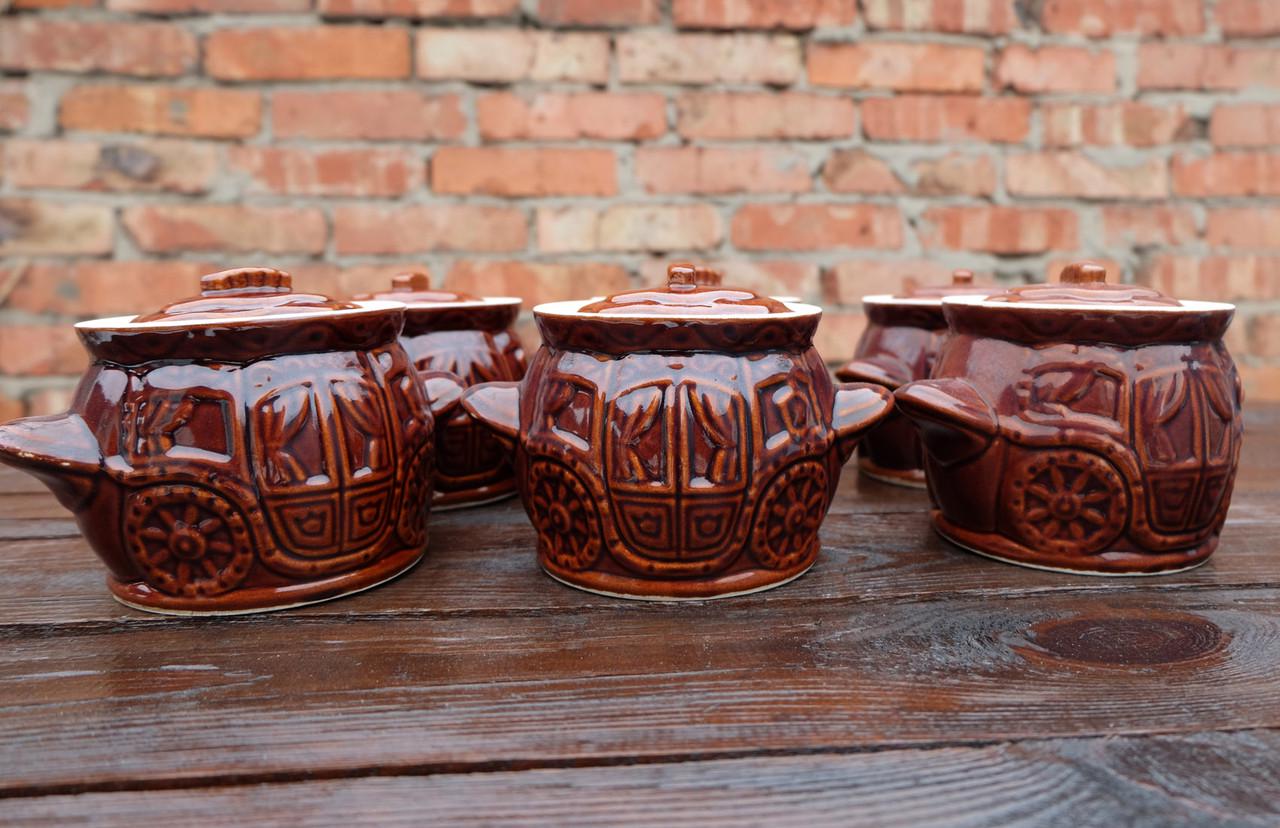 Набор горшков для духового шкафа Карета керамика 550 мл 6 шт. Коричневый (763) - фото 2