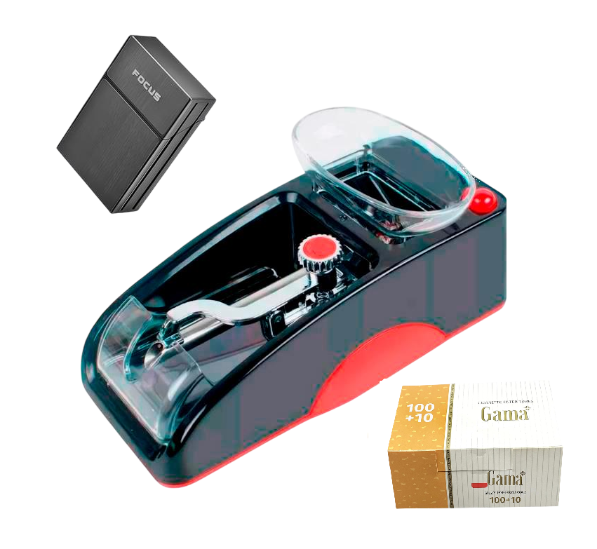 Машинка для сигарет электрическая/ручная набивка Gerui GR-12-005 подарок портсигар и гильзы 110 шт. Красный