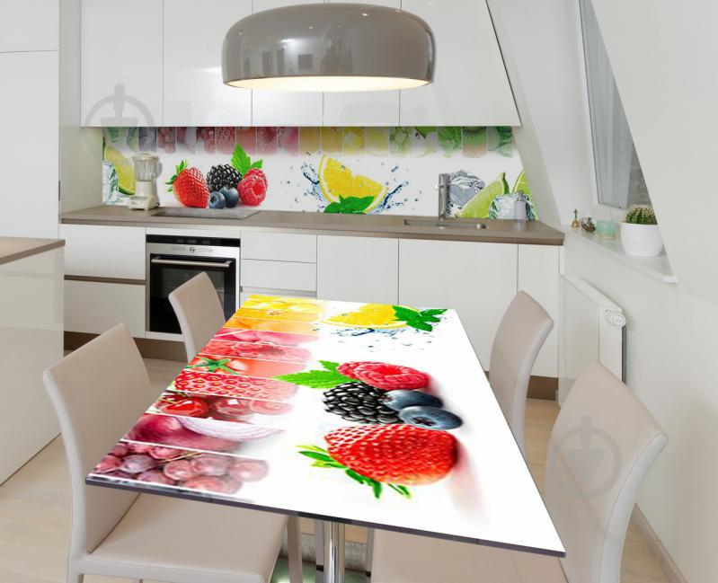 Наклейка 3Д виниловая на стол Zatarga «Фруктовая радуга» 650х1200 мм для домов, квартир, столов, кофейн, кафе Наклейка 3Д виниловая на стол Zatarga «Фруктовая радуга» 650х1200 мм для домов, квартир, столов, кофейн, кафе
